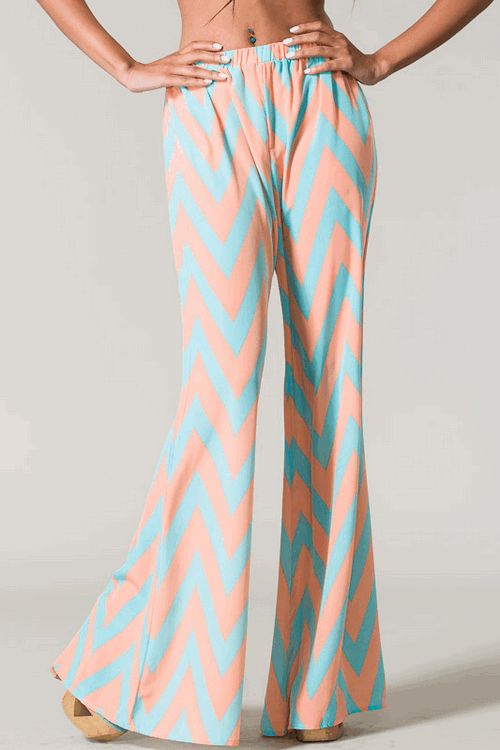 Chevron Print Wide Leg Palazzo Pants